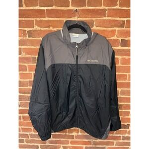 Columbia Glennaker Lake Rain Jacket Mens Black Gray Hooded Windbreaker XL
